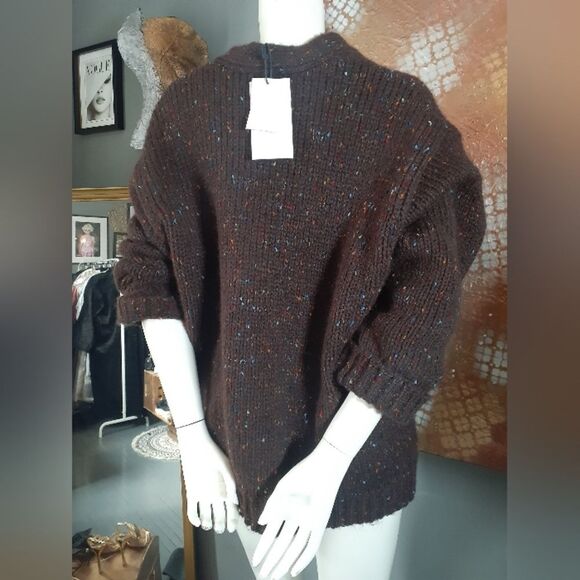 Zara Nwt Chunky Brown Speckled Sweater - Picture 4 of 15